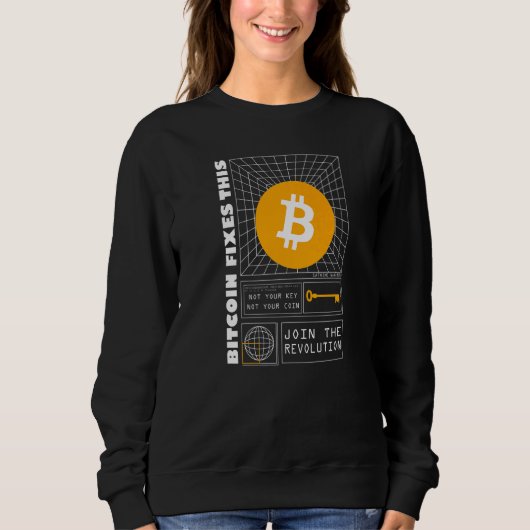 Bitcoinは、この80s 90sレトロサイバー未来的を修正 スウェットシャツ (正面)