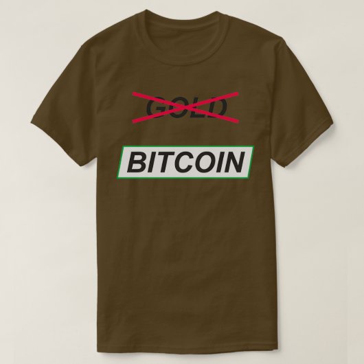 Bitcoinへの金ゴールドYesなし Tシャツ (デザイン正面)