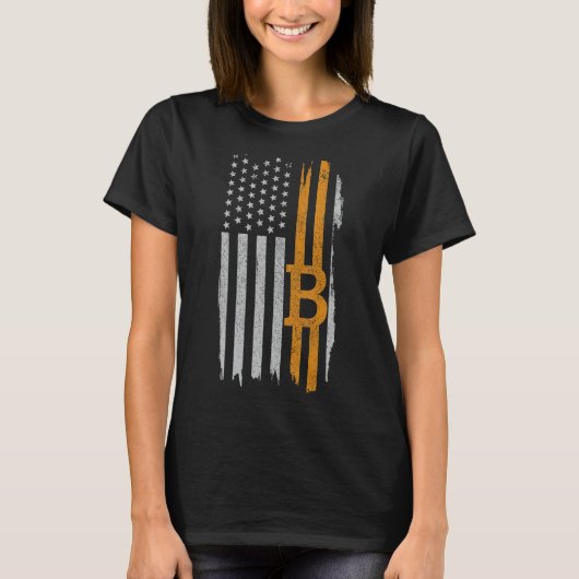 Bitcoinアメリカ国旗の愛国的暗号通貨法 Tシャツ (正面)
