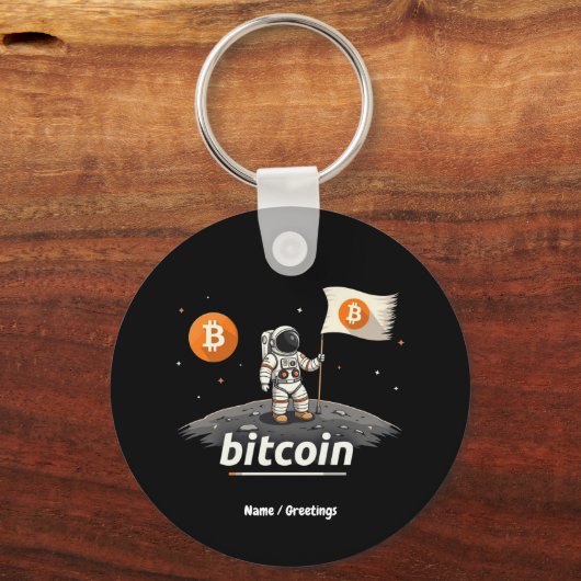 Bitcoinクリプトムーン宇宙飛行士デザインBTC キーホルダー (正面)
