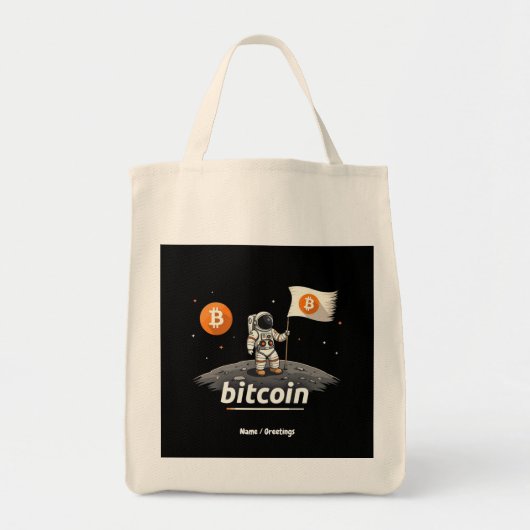 Bitcoinクリプトムーン宇宙飛行士デザインBTC トートバッグ (正面)