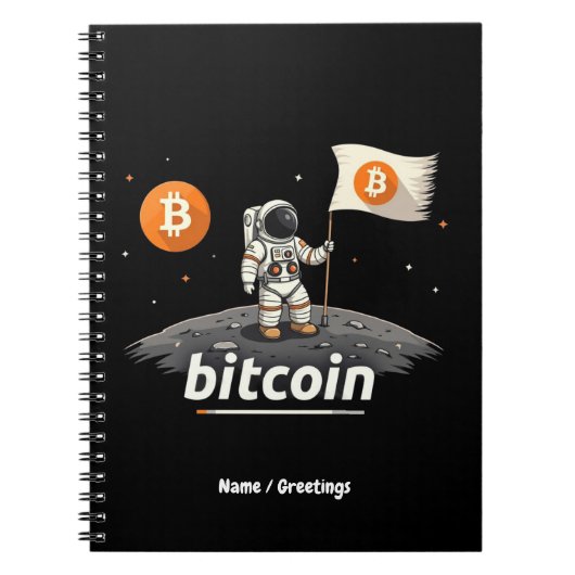 Bitcoinクリプトムーン宇宙飛行士デザインBTC ノートブック (正面)