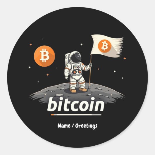 Bitcoinクリプトムーン宇宙飛行士デザインBTC ラウンドシール (正面)