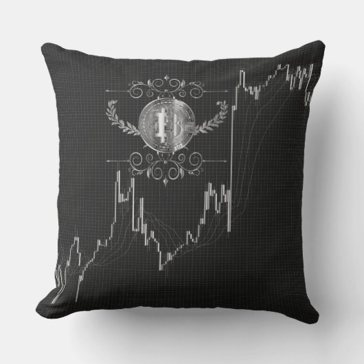 Bitcoinコイン金貨を持つ燭台金ゴールドグラフ アウトドアクッション (正面)