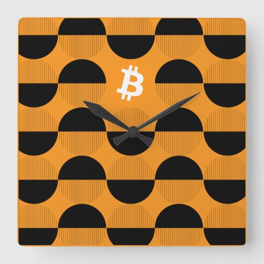 Bitcoinデザイナーウォッチ スクエア壁時計 (正面)