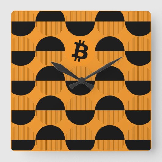 Bitcoinデザイナーウォッチ スクエア壁時計 (正面)