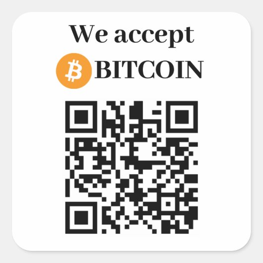 Bitcoinパーソナライズされたステッカーを受け入れる スクエアシール (正面)