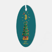 Bitcoinメリークリスマス暗号通貨モダンBTC メタルオーナメント (正面左)