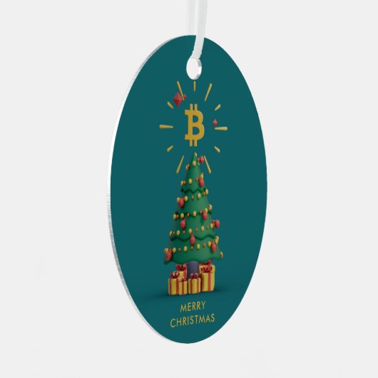 Bitcoinメリークリスマス暗号通貨モダンBTC メタルオーナメント (正面右)
