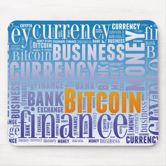 Bitcoinロゴのグラフィックワードアート マウスパッド (正面)