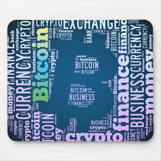 Bitcoinロゴのグラフィックワードアート マウスパッド (正面)