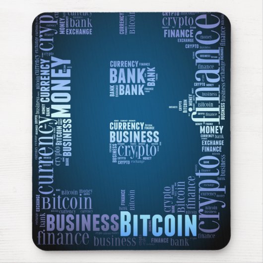 Bitcoinロゴのグラフィックワードアート マウスパッド (正面)