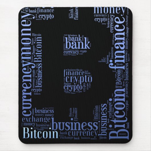 Bitcoinロゴのグラフィックワードアート マウスパッド (正面)