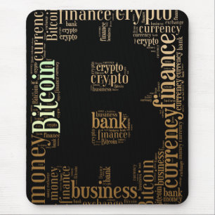 Bitcoinロゴのグラフィックワードアート マウスパッド