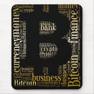 Bitcoinロゴのグラフィックワードアート マウスパッド