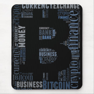 Bitcoinロゴのグラフィックワードアート マウスパッド