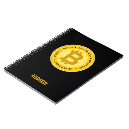 Bitcoinロゴパーソナライズされた名前ノートブックの追加 ノートブック (左側)