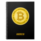 Bitcoinロゴパーソナライズされた名前ノートブックの追加 ノートブック (正面)