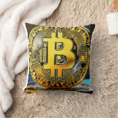 「Bitcoinロゴ刺繍装飾用クッション- Cryptocu クッション (ブランケット)