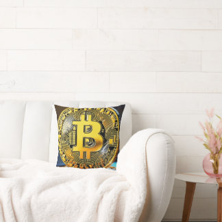 「Bitcoinロゴ刺繍装飾用クッション- Cryptocu クッション