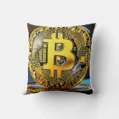 「Bitcoinロゴ刺繍装飾用クッション- Cryptocu クッション (裏面)