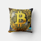 「Bitcoinロゴ刺繍装飾用クッション- Cryptocu クッション (正面)