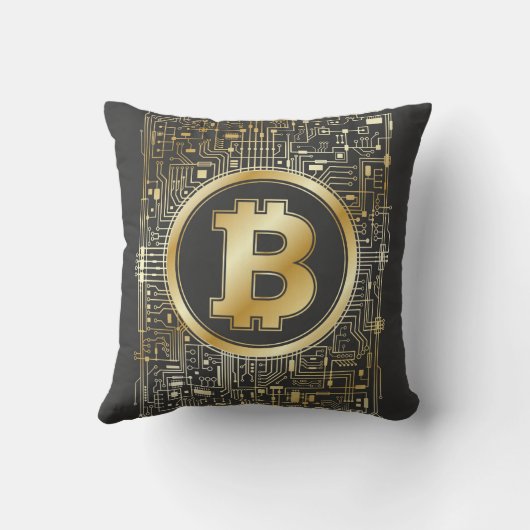 Bitcoinロゴ暗号回路ボード暗号通貨 クッション (裏面)