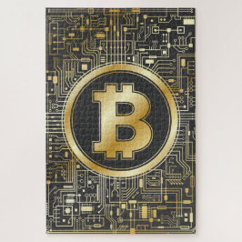 Bitcoinロゴ暗号回路ボード暗号通貨 ジグソーパズル