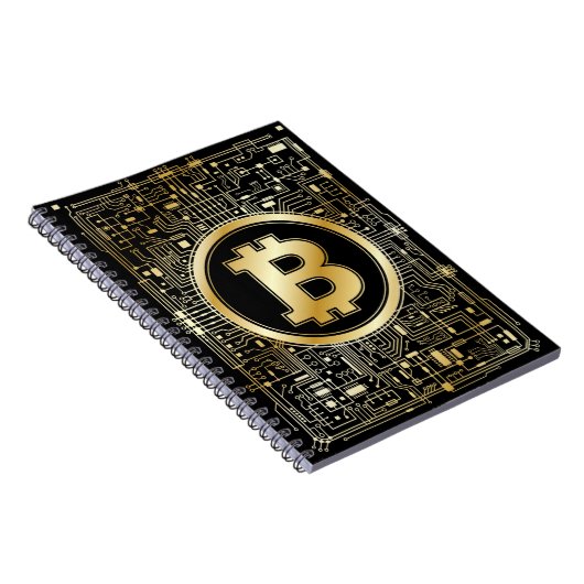 Bitcoinロゴ暗号回路ボード暗号通貨 ノートブック (右側)
