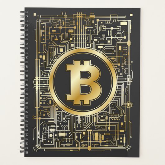 Bitcoinロゴ暗号回路ボード暗号通貨 プランナー手帳 (正面)