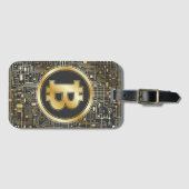 Bitcoinロゴ暗号回路ボード暗号通貨 ラゲッジタグ (正面横)