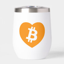 Bitcoinロゴinハートサーマルタンブラー