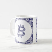 Bitcoinロゴwordartグラフィック コーヒーマグカップ (正面左)