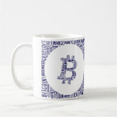 Bitcoinロゴwordartグラフィック コーヒーマグカップ (左)
