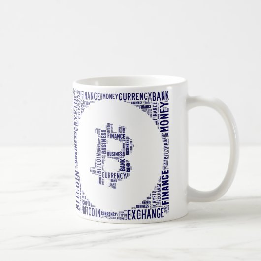 Bitcoinロゴwordartグラフィック コーヒーマグカップ (右)