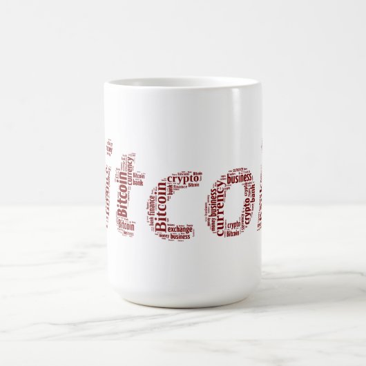 Bitcoinロゴwordartグラフィック コーヒーマグカップ (中央)
