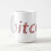 Bitcoinロゴwordartグラフィック コーヒーマグカップ (正面左)