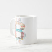 Bitcoinロゴwordartグラフィック コーヒーマグカップ (正面左)