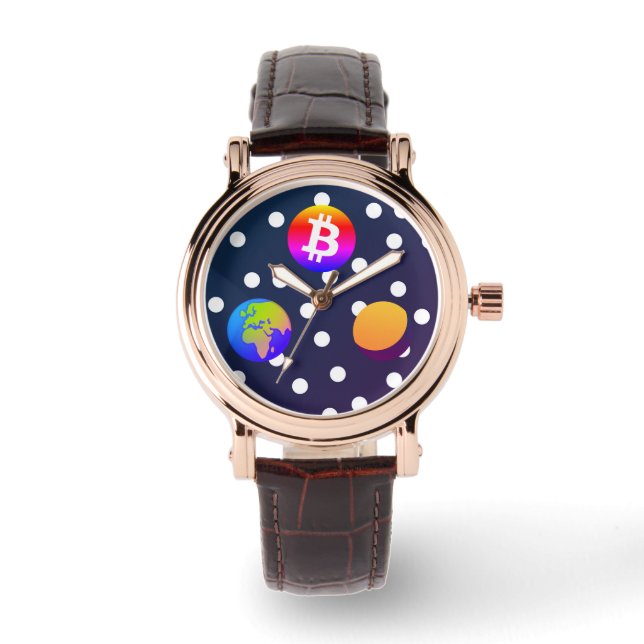 Bitcoin太陽の宇宙デザイカラフルナー(Watch) 腕時計 (正面)