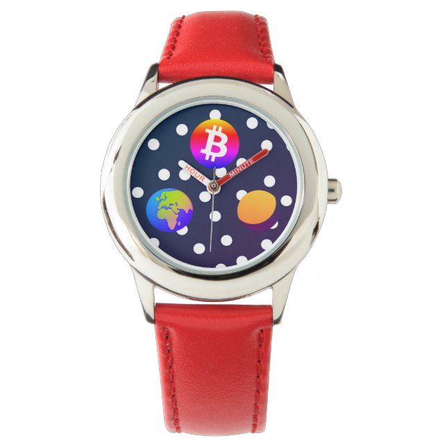 Bitcoin太陽の宇宙デザイカラフルナー(Watch) 腕時計 (正面)