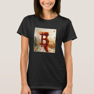 Bitcoin女フェミニン性かわいらし花 Tシャツ