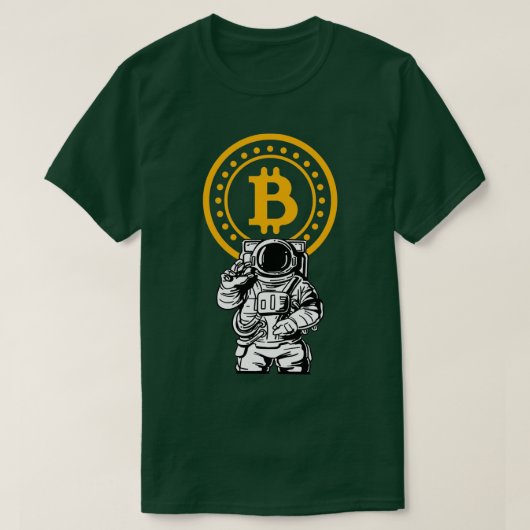 Bitcoin宇宙飛行士宇宙ホドリングムーン Tシャツ (デザイン正面)