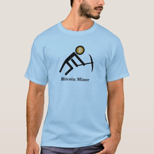 Bitcoin抗夫の写実的な棒の姿 Tシャツ (正面)