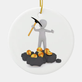 Bitcoin抗夫の暗号の石炭のクリスマスのオーナメント セラミックオーナメント