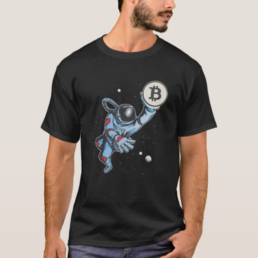 Bitcoin月の宇宙飛行士への暗号通貨宇宙 Tシャツ (正面)