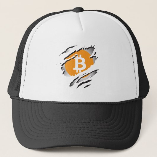 Bitcoin破れたロゴのリビールイメージ – Trucker Hat キャップ (正面)
