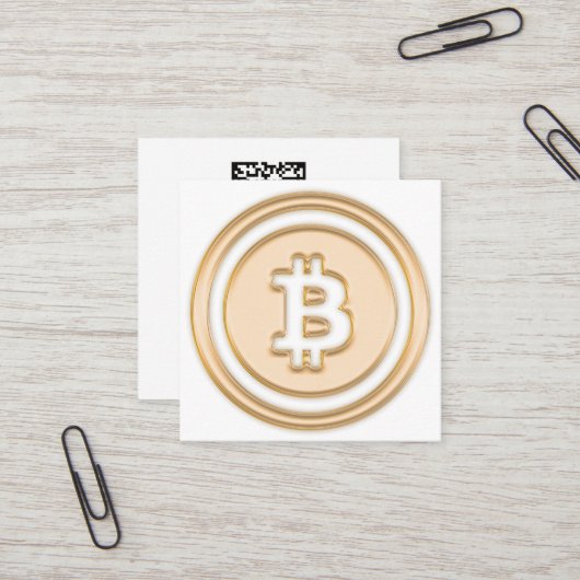 Bitcoin財布QRコードBit Meオンラインロゴの挿入 スクエア名刺 (正面/裏面インサイチュ)