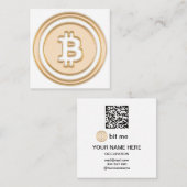 Bitcoin財布QRコードBit Meオンラインロゴの挿入 スクエア名刺 (正面/裏面)
