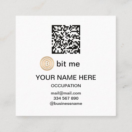 Bitcoin財布QRコードBit Meオンラインロゴの挿入 スクエア名刺 (裏面)