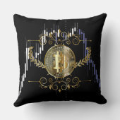 Bitcoin金ゴールドコインデジタルマネーブラック クッション (裏面)